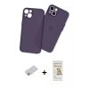MARSİLYAN™- iPhone 13 Mini Kılıf Atlas Minimal Prime - Siyah Mat Seramik Nano Ekran Koruyucu + Renkli Kamera Lens Koruma Cam - SI