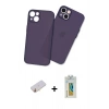 MARSİLYAN™- iPhone 13 Mini Kılıf Atlas Minimal Prime - Siyah Polymer Nano Ekran Koruyucu + Renkli Kamera Lens Koruma Cam - SI