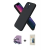 MARSİLYAN™- iPhone 13 Mini Kılıf Kozmos Yansıma Özel Seri - Siyah 6D Mat Seramik Hayalet Nano Ekran Koruyucu + Mavi Raze Metal Kamera Lens