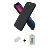 MARSİLYAN™- iPhone 13 Mini Kılıf Kozmos Yansıma Özel Seri - Siyah Polymer Nano Ekran Koruyucu + Renkli Kamera Lens Koruma Cam - TU