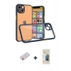 MARSİLYAN™- iPhone 13 Mini Kılıf Nova Asil Özel Seri - Siyah 6D Mat Seramik Hayalet Nano Ekran Koruyucu + Renkli Kamera Lens Koruma Cam - SI