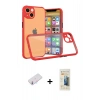 MARSİLYAN™- iPhone 13 Mini Kılıf Nova Asil Özel Seri - Siyah 6D Mat Seramik Hayalet Nano Ekran Koruyucu + Pembe Renkli Kamera Lens Koruma Cam
