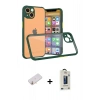 MARSİLYAN™- iPhone 13 Mini Kılıf Nova Asil Özel Seri - Siyah Bilvis Hayalet Cam Ekran Koruyucu + Turuncu Renkli Kamera Lens Koruma Cam