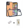 MARSİLYAN™- iPhone 13 Mini Kılıf Nova Asil Özel Seri - Siyah Mat Seramik Nano Ekran Koruyucu + Renkli Kamera Lens Koruma Cam - TU