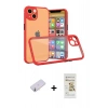 MARSİLYAN™- iPhone 13 Mini Kılıf Nova Asil Özel Seri - Siyah Mat Seramik Nano Ekran Koruyucu + Sarı Renkli Kamera Lens Koruma Cam