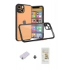 MARSİLYAN™- iPhone 13 Mini Kılıf Nova Asil Özel Seri - Siyah Mat Seramik Nano Ekran Koruyucu + Sarı Renkli Kamera Lens Koruma Cam