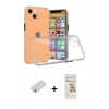 MARSİLYAN™- iPhone 13 Mini Kılıf Nova Asil Özel Seri - Siyah Mat Seramik Nano Ekran Koruyucu + Sarı Renkli Kamera Lens Koruma Cam