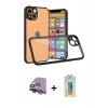 MARSİLYAN™- iPhone 13 Mini Kılıf Nova Asil Özel Seri - Siyah Polymer Nano Ekran Koruyucu + Raze Metal Kamera Lens - PE