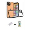 MARSİLYAN™- iPhone 13 Mini Kılıf Nova Asil Özel Seri - Siyah Polymer Nano Ekran Koruyucu + Renkli Kamera Lens Koruma Cam - SI