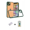 MARSİLYAN™- iPhone 13 Mini Kılıf Nova Asil Özel Seri - Siyah Polymer Nano Ekran Koruyucu + Renkli Kamera Lens Koruma Cam - SI