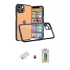 MARSİLYAN™- iPhone 13 Mini Kılıf Nova Asil Özel Seri - Siyah Polymer Nano Ekran Koruyucu + Yeşil Renkli Kamera Lens Koruma Cam