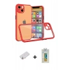 MARSİLYAN™- iPhone 13 Mini Kılıf Nova Asil Özel Seri - Siyah Polymer Nano Ekran Koruyucu + Yeşil Renkli Kamera Lens Koruma Cam