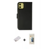 MARSİLYAN™- iPhone 13 Mini Kılıf Siluet Işık Serisi - Siyah 6D Mat Seramik Hayalet Nano Ekran Koruyucu + Turuncu Renkli Kamera Lens Koruma Cam