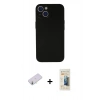 MARSİLYAN™- iPhone 13 Mini Kılıf Yadigar Yansıma Serisi - Siyah 6D Mat Seramik Hayalet Nano Ekran Koruyucu + Renkli Kamera Lens Koruma Cam - SI
