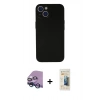 MARSİLYAN™- iPhone 13 Mini Kılıf Yadigar Yansıma Serisi - Siyah 6D Mat Seramik Hayalet Nano Ekran Koruyucu + Raze Metal Kamera Lens - MI