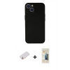 MARSİLYAN™- iPhone 13 Mini Kılıf Yadigar Yansıma Serisi - Siyah 6D Mat Seramik Hayalet Nano Ekran Koruyucu + Renkli Kamera Lens Koruma Cam - TU