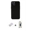MARSİLYAN™- iPhone 13 Mini Kılıf Yadigar Yansıma Serisi - Siyah Bilvis Hayalet Cam Ekran Koruyucu + Renkli Kamera Lens Koruma Cam - SI