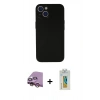 MARSİLYAN™- iPhone 13 Mini Kılıf Yadigar Yansıma Serisi - Siyah Polymer Nano Ekran Koruyucu + Raze Metal Kamera Lens - PE
