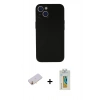 MARSİLYAN™- iPhone 13 Mini Kılıf Yadigar Yansıma Serisi - Siyah Polymer Nano Ekran Koruyucu + Renkli Kamera Lens Koruma Cam - SI