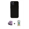 MARSİLYAN™- iPhone 13 Mini Kılıf Yadigar Yansıma Serisi - Siyah Polymer Nano Ekran Koruyucu + Raze Metal Kamera Lens - SH