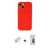 MARSİLYAN™- iPhone 13 Mini Kılıf Zirve Modern Özel Seri - Siyah 6D Mat Seramik Hayalet Nano Ekran Koruyucu + Renkli Kamera Lens Koruma Cam - SI