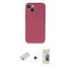 MARSİLYAN™- iPhone 13 Mini Kılıf Zirve Modern Özel Seri - Siyah 6D Mat Seramik Hayalet Nano Ekran Koruyucu + Renkli Kamera Lens Koruma Cam - SI