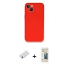 MARSİLYAN™- iPhone 13 Mini Kılıf Zirve Modern Özel Seri - Siyah 6D Mat Seramik Hayalet Nano Ekran Koruyucu + Renkli Kamera Lens Koruma Cam - PE