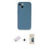 MARSİLYAN™- iPhone 13 Mini Kılıf Zirve Modern Özel Seri - Siyah 6D Mat Seramik Hayalet Nano Ekran Koruyucu + Renkli Kamera Lens Koruma Cam - PE