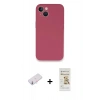 MARSİLYAN™- iPhone 13 Mini Kılıf Zirve Modern Özel Seri - Siyah Mat Seramik Nano Ekran Koruyucu + Renkli Kamera Lens Koruma Cam - PE