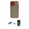 MARSİLYAN™- iPhone 13 Pro Kılıf Ahenk Çizgi Serisi - Şeffaf 360 Full Body Arka Koruyucu + Renkli Kamera Lens Koruma Cam - PE