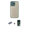 MARSİLYAN™- iPhone 13 Pro Kılıf Ahenk Çizgi Serisi - Şeffaf 360 Full Body Arka Koruyucu + Renkli Kamera Lens Koruma Cam - TU