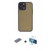 MARSİLYAN™- iPhone 13 Pro Kılıf Ahenk Çizgi Serisi - Siyah 3D Antistatik Seramik Nano Ekran Koruyucu + Renkli Kamera Lens Koruma Cam - SI