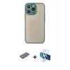 MARSİLYAN™- iPhone 13 Pro Kılıf Ahenk Çizgi Serisi - Siyah 3D Antistatik Seramik Nano Ekran Koruyucu + Renkli Kamera Lens Koruma Cam - TU