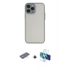 MARSİLYAN™- iPhone 13 Pro Kılıf Ahenk Çizgi Serisi - Siyah 3D Antistatik Seramik Nano Ekran Koruyucu + Renkli Kamera Lens Koruma Cam - TU