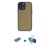 MARSİLYAN™- iPhone 13 Pro Kılıf Ahenk Çizgi Serisi - Siyah 3D Antistatik Seramik Nano Ekran Koruyucu + Renkli Kamera Lens Koruma Cam - YL