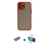 MARSİLYAN™- iPhone 13 Pro Kılıf Ahenk Çizgi Serisi - Siyah 3D Antistatik Seramik Nano Ekran Koruyucu + Renkli Kamera Lens Koruma Cam - YL