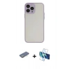 MARSİLYAN™- iPhone 13 Pro Kılıf Ahenk Çizgi Serisi - Siyah 3D Antistatik Seramik Nano Ekran Koruyucu + Renkli Kamera Lens Koruma Cam - YL