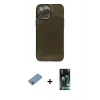 MARSİLYAN™- iPhone 13 Pro Kılıf Ahenk Doku - Şeffaf 360 Full Body Arka Koruyucu + Shine Kamera Lens Koruma Cam - GI