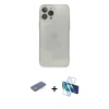 MARSİLYAN™- iPhone 13 Pro Kılıf Ahenk Doku - Siyah 3D Antistatik Seramik Nano Ekran Koruyucu + Renkli Kamera Lens Koruma Cam - YL