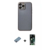 MARSİLYAN™- iPhone 13 Pro Kılıf Ahenk Işık - Şeffaf 360 Full Body Arka Koruyucu + Shine Kamera Lens Koruma Cam - GI