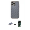 MARSİLYAN™- iPhone 13 Pro Kılıf Ahenk Işık - Şeffaf 360 Full Body Arka Koruyucu + Renkli Kamera Lens Koruma Cam - PE