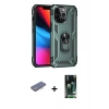 MARSİLYAN™- iPhone 13 Pro Kılıf Ahenk Klasik Koleksiyonu - Şeffaf 360 Full Body Arka Koruyucu + Renkli Kamera Lens Koruma Cam - MI