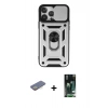 MARSİLYAN™- iPhone 13 Pro Kılıf Ahenk Klasik - Şeffaf 360 Full Body Arka Koruyucu + Renkli Kamera Lens Koruma Cam - SI