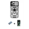 MARSİLYAN™- iPhone 13 Pro Kılıf Ahenk Klasik - Şeffaf 360 Full Body Arka Koruyucu + Shine Kamera Lens Koruma Cam - PE