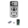 MARSİLYAN™- iPhone 13 Pro Kılıf Ahenk Klasik - Şeffaf 360 Full Body Arka Koruyucu + Renkli Kamera Lens Koruma Cam - TU