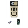 MARSİLYAN™- iPhone 13 Pro Kılıf Ahenk Klasik - Şeffaf 360 Full Body Arka Koruyucu + Renkli Kamera Lens Koruma Cam - TU