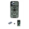 MARSİLYAN™- iPhone 13 Pro Kılıf Ahenk Klasik - Şeffaf 360 Full Body Arka Koruyucu + Renkli Kamera Lens Koruma Cam - YL