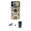 MARSİLYAN™- iPhone 13 Pro Kılıf Ahenk Klasik - Şeffaf 360 Full Body Arka Koruyucu + Renkli Kamera Lens Koruma Cam - YL