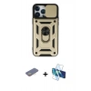 MARSİLYAN™- iPhone 13 Pro Kılıf Ahenk Klasik - Siyah 3D Antistatik Seramik Nano Ekran Koruyucu + Renkli Kamera Lens Koruma Cam - SI