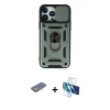 MARSİLYAN™- iPhone 13 Pro Kılıf Ahenk Klasik - Siyah 3D Antistatik Seramik Nano Ekran Koruyucu + Renkli Kamera Lens Koruma Cam - SI